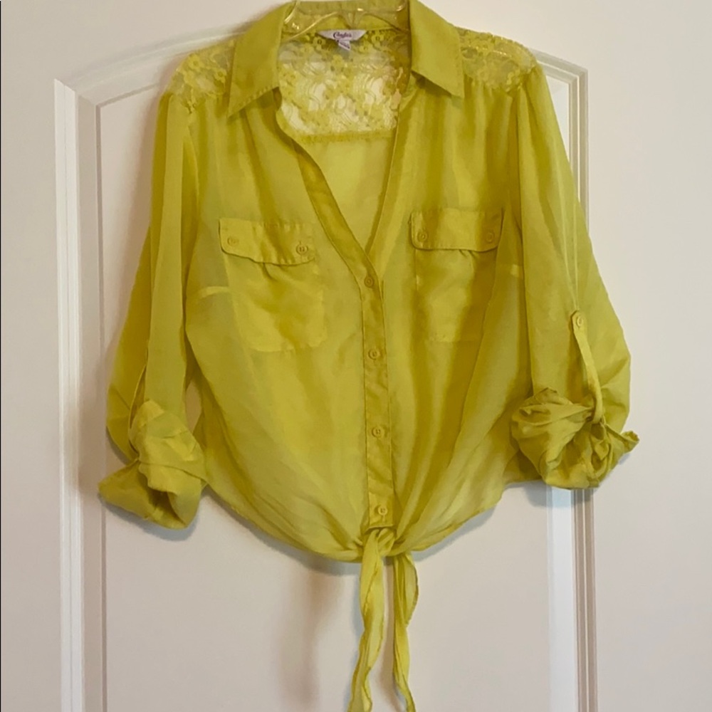 Lacy tie front shirt